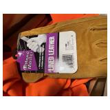 Red Wing hunting boots (12D), orange hat & vests, leather gloves - GAR