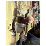 Antique fishing rods & reels, dip net -- GAR