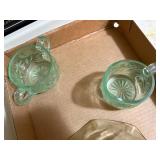 URANIUM DEPRESSION GLASS SUGAR AND CREAMER SET ...................KCHN
