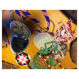 RENDEZVOUS COSTUME ITEMS, VINTAGE SUITCASE AND CONTENTS MOCCASINS, LEATHER BAG, FUR, MISC.........KCHN