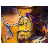 RENDEZVOUS COSTUME ITEMS, VINTAGE SUITCASE AND CONTENTS MOCCASINS, LEATHER BAG, FUR, MISC.........KCHN