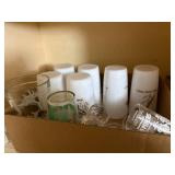 BOX OF MISC VINTAGE GLASSES/ ........................KTCH