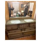 Full bed & dresser with mirror - glass top -- NBD