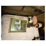 Painting, vintage lamp, light & clock -- NBD