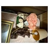 Painting, vintage lamp, light & clock -- NBD