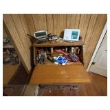 Small desk with 3 drawers and contents -- NBD