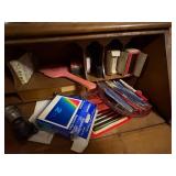 Small desk with 3 drawers and contents -- NBD