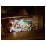 Small desk with 3 drawers and contents -- NBD