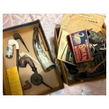 Vintage - pipes, horn & records in case -- NBD