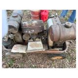 VINTAGE RED WAGON WITH 3 VINTAGE GAS MOTORS..............................BY