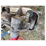 VINTAGE RED WAGON WITH 3 VINTAGE GAS MOTORS..............................BY