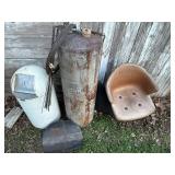 METAL TRASH CAN, AIR TANK, LOG CARRIER........................BY