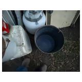 CAMP POTTY/RED/WHITE PORCHLINE POT/CAR RAMPS/PROPANE BOTTLE/DOLLY.......................BY