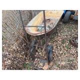 Wheelbarrow, dolly, sawhorse brackets and paint mixer -- BY