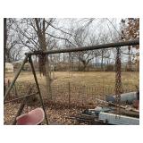 Swing set frame, barrel & stand, chair -- BY