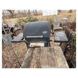 Garden trellis, table, BBQ grill, tires, misc. wheels & chains, log chains -- BY