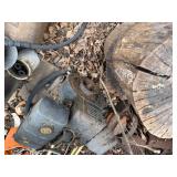 Water transfer pump, hog oiler & old engine -- BY