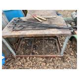 Metal shop table with plant hanger -- BY