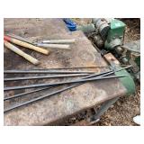 Metal shop table with plant hanger -- BY