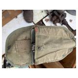 Military shovel, oar and wood keg -- BY