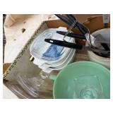 Box of dishes, Fire King - 8 cup bowl and Pyrex -- BY