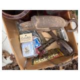 Well pulley, crock, can of fuel and misc. -- BY