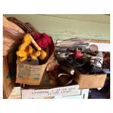 Shelf of misc. - gloves, fishing items -- NS
