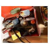 Misc. tools and hand saw, flap sander disc -- NS