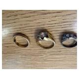 STERLING RING 4.65 GRAMS, 18KT FILLED RING (7.72 GRAMS)& 1OKT GOLD FILLED RING (2.35 GRAMS)