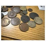 MISCELLANEOUS FOREIGN COINS IN WOOD BOX