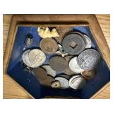 MISCELLANEOUS FOREIGN COINS IN WOOD BOX