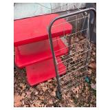 Vintage metal (red) rolling kitchen cart with electrical outlet -- BY
