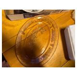 Candy dish - pink & yellow depression glass), misc. -- DR