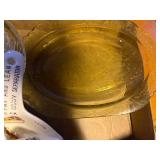 Candy dish - pink & yellow depression glass), misc. -- DR