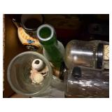 MISC BOTTLES, VASES, SPRINKLE BOTTLE, MISC GLASSWARE .......DR