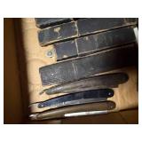 14 STRAIGHT EDGE RAZORS/ AND RAZOR STRAP..............DR
