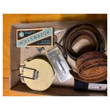 ANTIQUE SHAVING KIT, RAZORS, LEATHER STRAPS...............DR