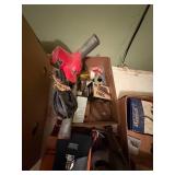 3 boxes of shop and misc. tools (amp. probe voltage meter, heat gun & more) -- BP