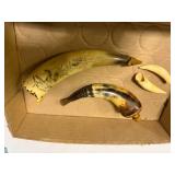 TWO (2) SMALL CURVED POWDER HORNS