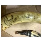 TWO (2) SMALL CURVED POWDER HORNS