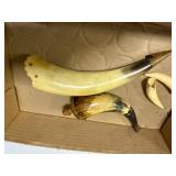 TWO (2) SMALL CURVED POWDER HORNS