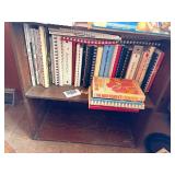 Wood shelf full of cookbooks -- DR