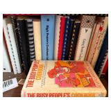 Wood shelf full of cookbooks -- DR