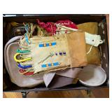 RENDEZVOUS COSTUME ITEMS, VINTAGE SUITCASE AND CONTENTS LEATHER PANTS, SHIRT, BAGS AND BELTS, LOTS OF MISCMISC.........KCHN