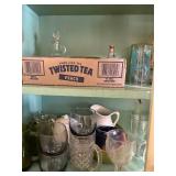 MISC CABINET OF  DISHES, GLASSES, SAUCERS.............KTCN