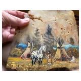 Marble book end and Indian painting -- BP