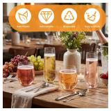Remerry 48 Pack Stemless Plastic Wine Glasses 9 oz & 12 oz Disposable Champagne Flutes Cups Heavy Duty Shatterproof Toasting Cocktail Glasses for Weddings, Bars, and Events(Clear)