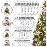 Macarrie 32 Pcs Clear Plastic Fillable Ornament Balls 2/2.36/2.76/3.15 Inch Clear Plastic Christmas Ball Ornaments for DIY Crafts Christmas Tree Decor