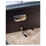 SONGMICS Watch Box, 20-Slot Watch Case Organizer with Large Glass Lid, Removable Pillows, Metal Lock, Gift for Loved Ones, Black Synthetic Leather, Black Lining UJWB020B01