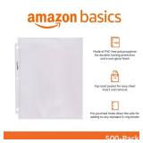 Amazon Basics Non-Glare Sheet Protector for Paper, Sturdy, with Pre-Punched Holes, Clear, 8.5 x 11 Inch, 500 Count